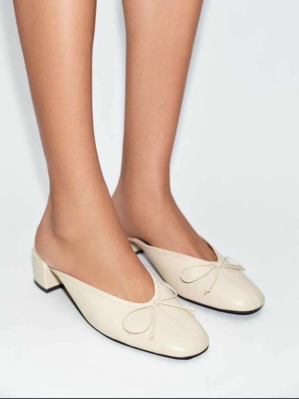 NWOT Zara cream ballet mules 2” heel size 39